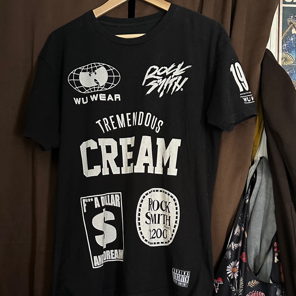 Black Graphic T-Shirt with White Print